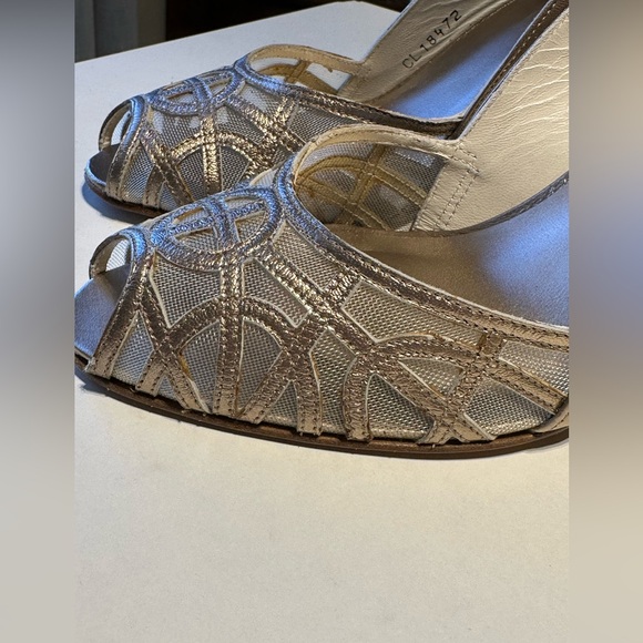 Stuart Weitzman open toe high heels sandals light gold (silver gold), EU 38 1/2 - Picture 3 of 16